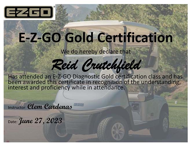 Service Department VIP Golf Car Sales Center Walnut Creek California